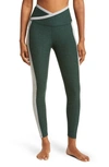 Beyond Yoga Spacedye On Block High-waist Midi Leggings In Forest Green Silver Mist Colorblock