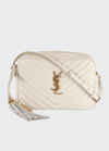 Saint Laurent Lou Medium Monogram Ysl Calf Crossbody Bag In White