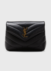 Saint Laurent Loulou Toy Ysl Matelasse Calfskin Envelope Crossbody Bag In Black