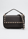 Valentino Garavani Rockstud Foldover Top Crossbody Bag In Black