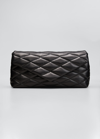 Saint Laurent Black Sade Quilted Leather Clutch Bag In Black