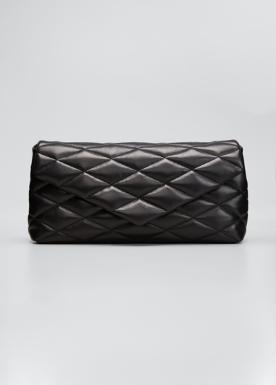 Saint Laurent Black Sade Quilted Leather Clutch Bag