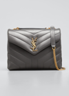 Saint Laurent Loulou Small Matelasse Calfskin Flap-top Shoulder Bag In Storm