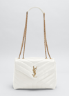 Saint Laurent Loulou Small Ysl Shoulder Bag In Quilted Leather In White