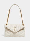 Saint Laurent Loulou Puffer Small Bouclé Shoulder Bag In White