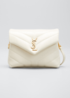 Saint Laurent Loulou Toy Ysl Matelasse Calfskin Envelope Crossbody Bag In Bianco