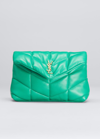 Saint Laurent Puffer Small Ysl Quilted Pouch Clutch Bag In New Vert
