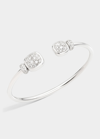 POMELLATO NUDO PRECIOUS 18K WHITE GOLD CUFF WITH WHITE TOPAZ AND DIAMONDS