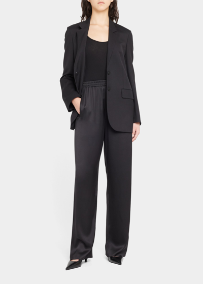 Giorgio Armani Classic Silk Trousers In Black