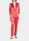 Cinq À Sept Kylie Scrunched-sleeve Satin Blazer In Sumac