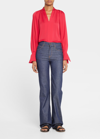 Kobi Halperin Nanee Pleated Silk Blouse In Fire