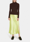 Vince Ribbed Long-sleeve Mock-neck Top In Hickory