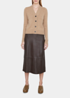 Vince Shrunken Button Cashmere Cardigan In H Sand Shell