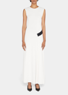 Giorgio Armani Maxi Dress W/ Colorblock Hip Detail In Ice