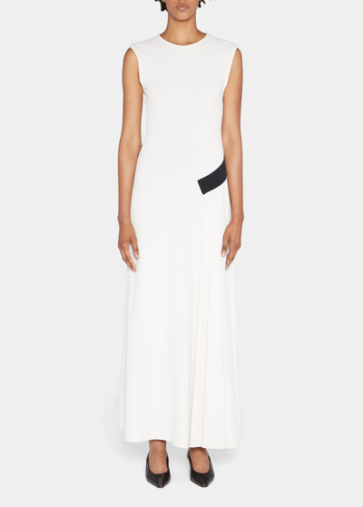 Giorgio Armani Maxi Dress W/ Colorblock Hip Detail In White