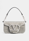 Valentino Garavani Loco Small Vlogo Crystal-embellished Shoulder Bag In Silver
