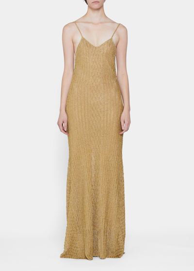 Victoria Beckham Metallic Ribbed-knit Maxi Dress In Gold
