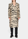 Stella Mccartney Tiger-print Padded-shoulder Regular-fit Woven Coat In 9907 Raffia