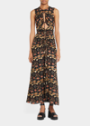 Altuzarra Nome Metallic Jacquard Cutout Silk Blend Top In Black Gold