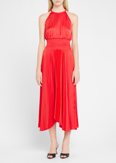 A.l.c Renzo Ii Sleeveless Pleated Midi Dress In Maillot