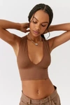 Out From Under Hailey Seamless Plunge Bra Top In Brown