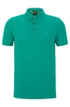 Hugo Boss Stretch-cotton Slim-fit Polo Shirt With Logo Patch In Green