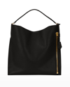 Tom Ford Small Alix Hobo Shoulder Bag In Graphite Grain Leather In Black