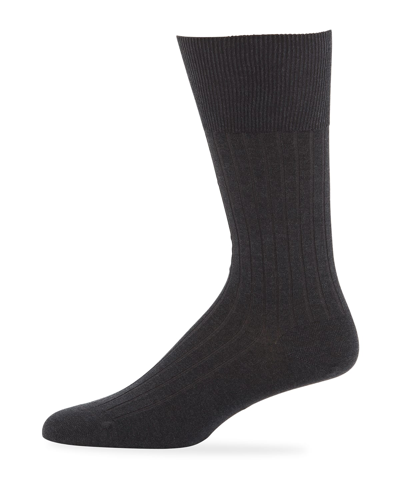 Marcoliani Rib-knit Cotton Socks In Charcoal