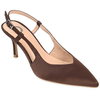 Journee Collection Knightly Pointed Toe Slingback Pump In Brown