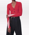 VICTORIA BECKHAM Fitted Rib Cardigan in Red/Pink