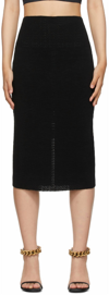Victoria Beckham Fitted Ribbed Stretch-woven Midi Skirt In Black