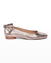 Bernardo Eloise Leather Bow Ballet Flats In Brown Metallic