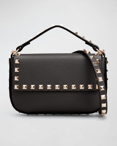 Valentino Garavani Small Leather Rockstud Top Handle Bag In Black