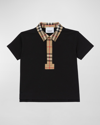 BURBERRY BOY'S JOHANE MICRO CHECK POLO SHIRT