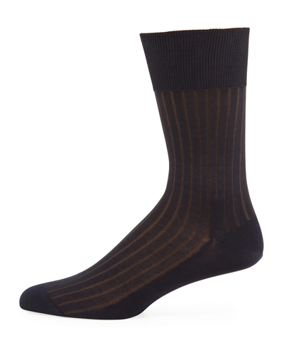 Falke Shadow-stripe Knit Socks In Navy