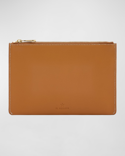 Il Bisonte Oliveta Zip Vacchetta Leather Card Case In Natural