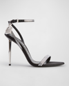 Tom Ford Lock 105mm Crystal Ankle-strap Sandals In Black And Crystal