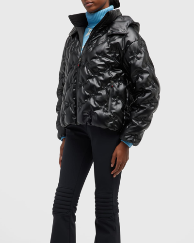 Perfect Moment Supernova Quilted Logo Puffer Coat In Black