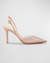 GIANVITO ROSSI VERNICE TRANSPARENT SLINGBACK PUMPS