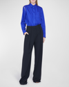 Victoria Beckham Wide-leg Pleated Trousers In Black