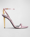 Tom Ford Metallic Padlock Pointy Naked 105 Sandal In Pink & Purple