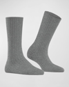 Falke Cosy Wool-blend Boot Socks In Grey Mix