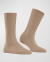 Falke Cosy Wool Blend Boot Socks In Camel