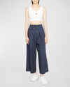 LOEWE PLEATED WIDE-LEG CROP TROUSERS