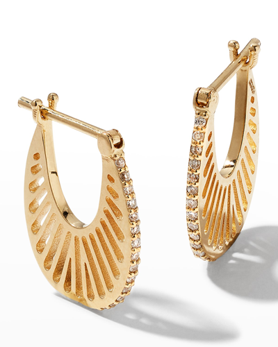 L'atelier Nawbar Flat Ray Small 18-karat Gold Diamond Hoop Earrings