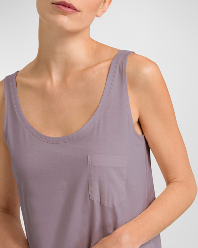Hanro Long Cotton Tank Nightgown In Orchid
