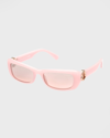 Moncler Minuit Rectangle Acetate Sunglasses In Pink/silver Mirrored