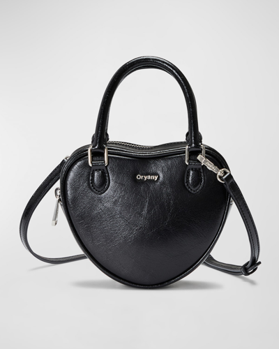 Oryany Heart Mini Leather Top-handle Bag In Black