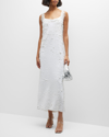 Alexis Felici Sleeveless Sequin Midi Sheath Dress In White
