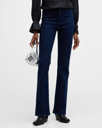 Paige Laurel Canyon High Rise Pintuck Flared Jeans In Blue